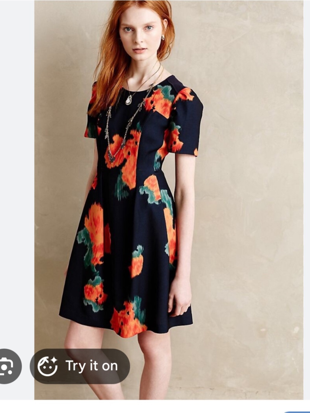 Anthropologie Mcginn Poppy Navy Flared Dress